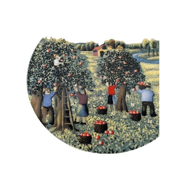 Vintage FOUR SEASONS Plate Tabletops Unlimited Apple Picking Theme Collectible - Picture 4 of 8